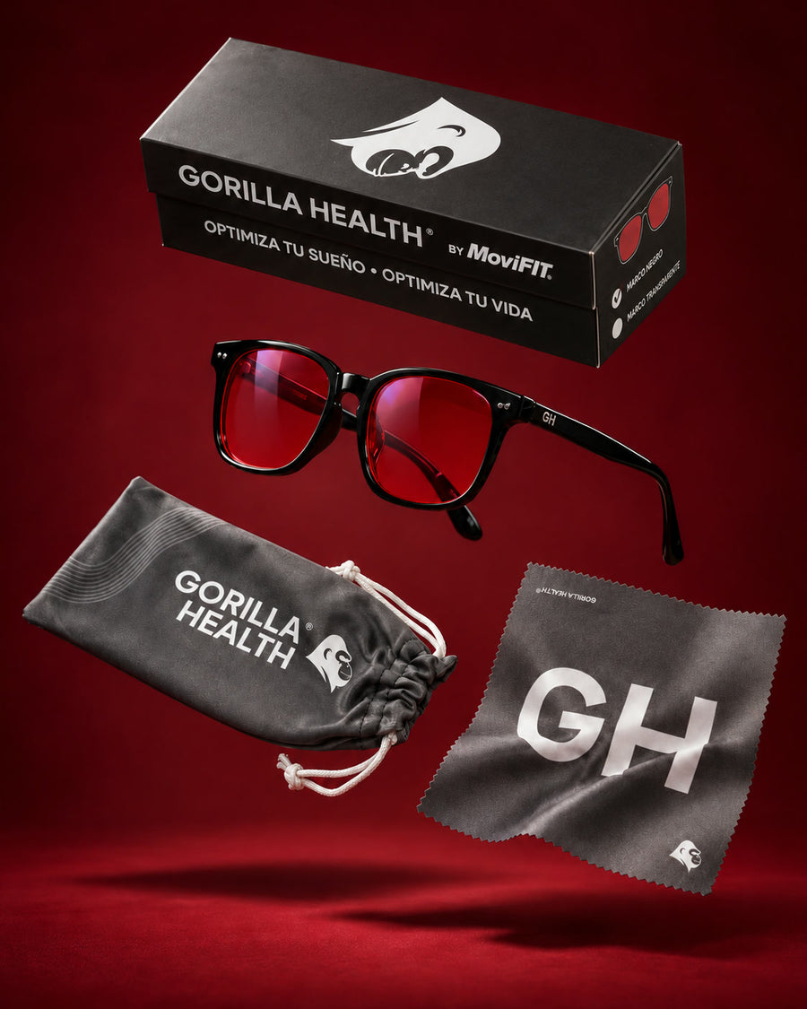 Kit de las gafas con filtro rojo Noir: gafas, estuche, bolsa y paño